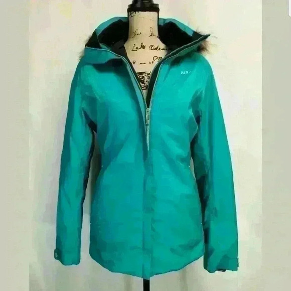 Killy Phebe Jackets & Blazers - Killy Phebe Womens Faux Fur Waisted Jacket Teal Gr